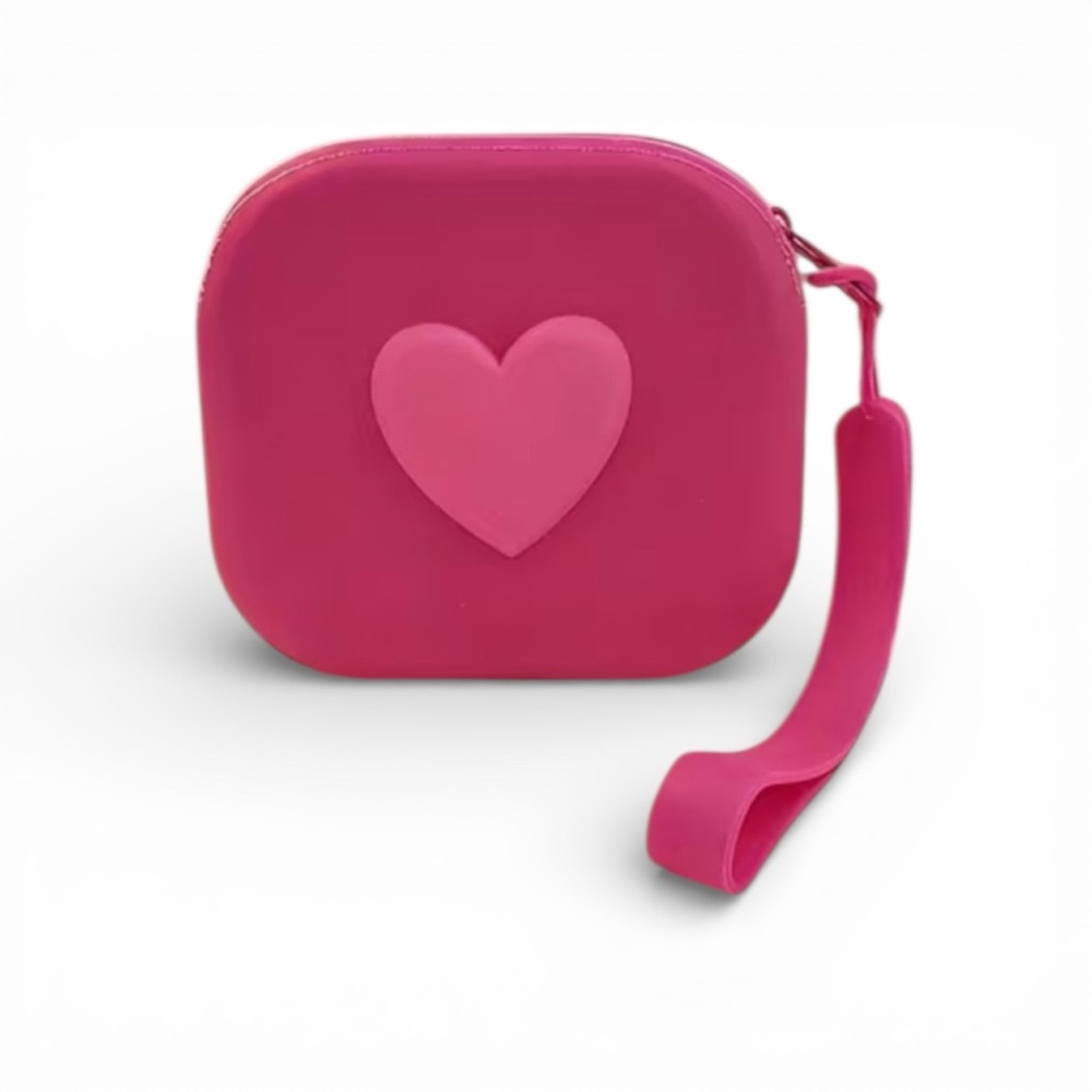 Rose Red Heart Silicone Pouch/Purse/Wristlet NWOT